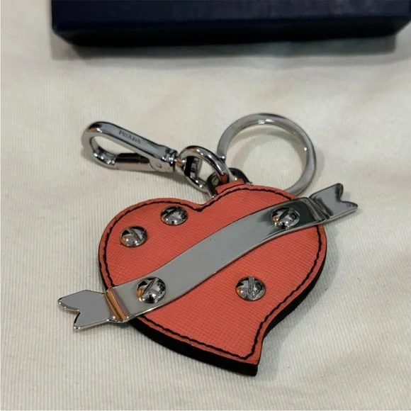 PRADA Saffiano Trick Heart Bag Charm - Picture 10 of 16